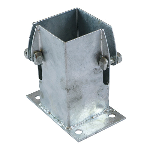 TIMCO Flush Fit Bolt Down Post Support Shoe Bolt Secure Hot Dipped Galvanised - 75mm - Image