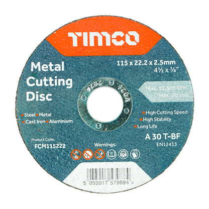 TIMCO B/Abrasive Flat Wheel Metal - 115 x 22.2 x 2.5 - Image