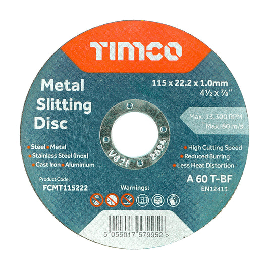 TIMCO B/Abrasive Flat Wheel Inox - 115 x 22.2 x 1.0 - Image