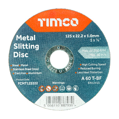 TIMCO B/Abrasive Flat Wheel Inox - 125 x 22.2 x 1.0 - Image