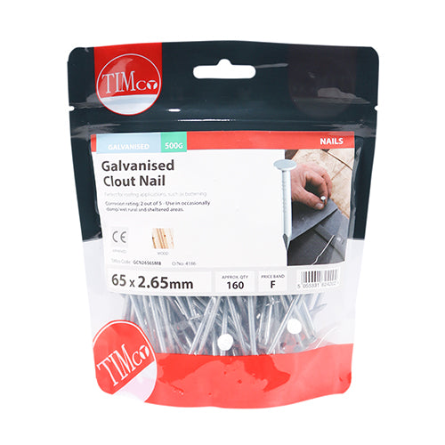 TIMCO Clout Nails Galvanised - 65 x 2.65 - Image