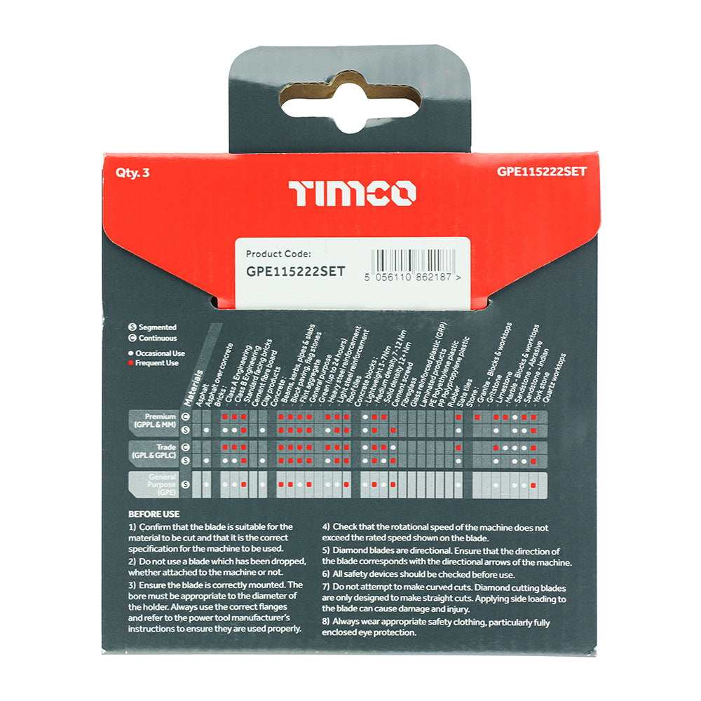 TIMCO General Purpose Diamond Blade Segmented  - 115 x 22.2 - Image