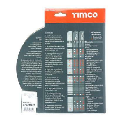TIMCO Premium Diamond Blade Segmented  - 230 x 22.2 - Image