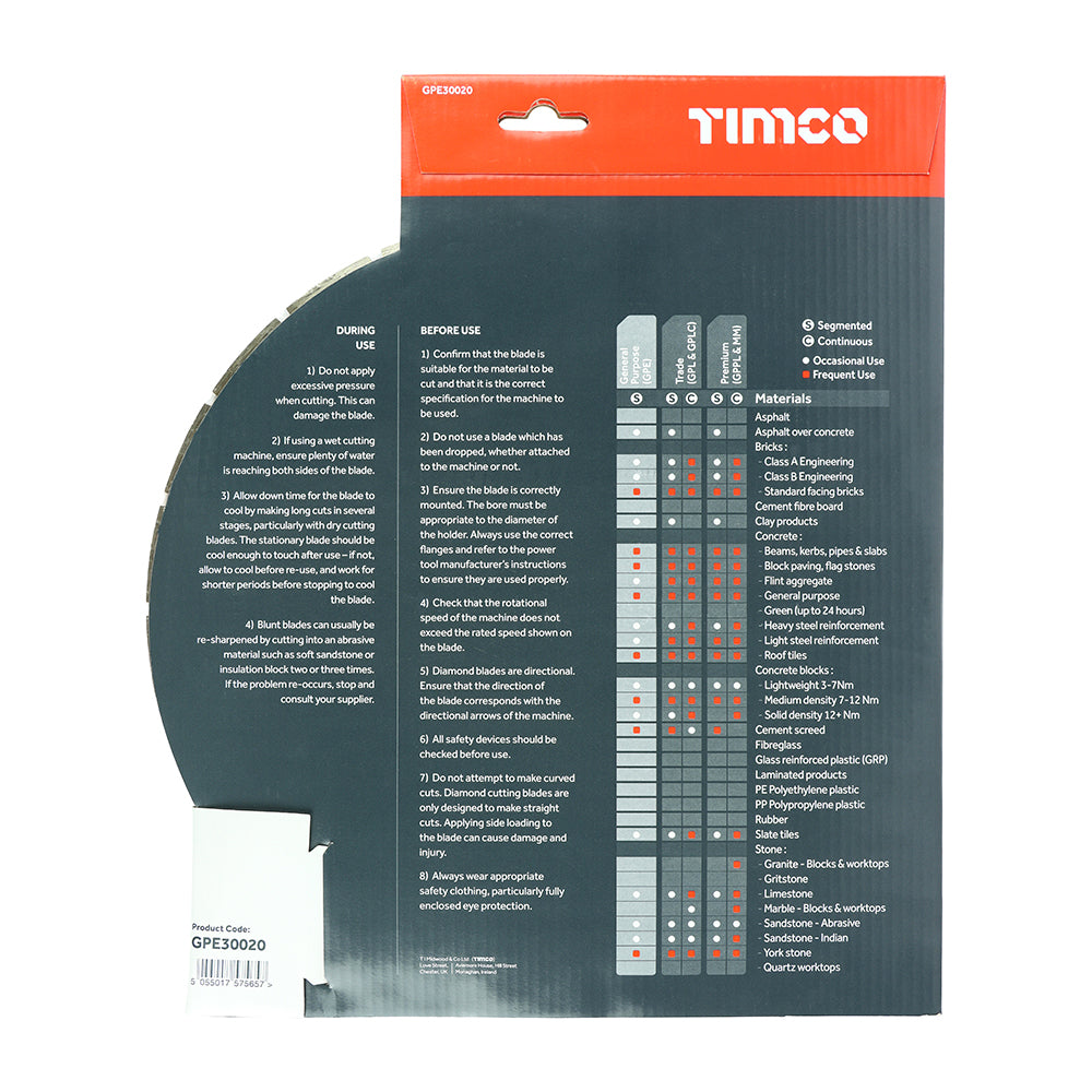 TIMCO General Purpose Diamond Blade Segmented  - 300 x 20.0 - Image