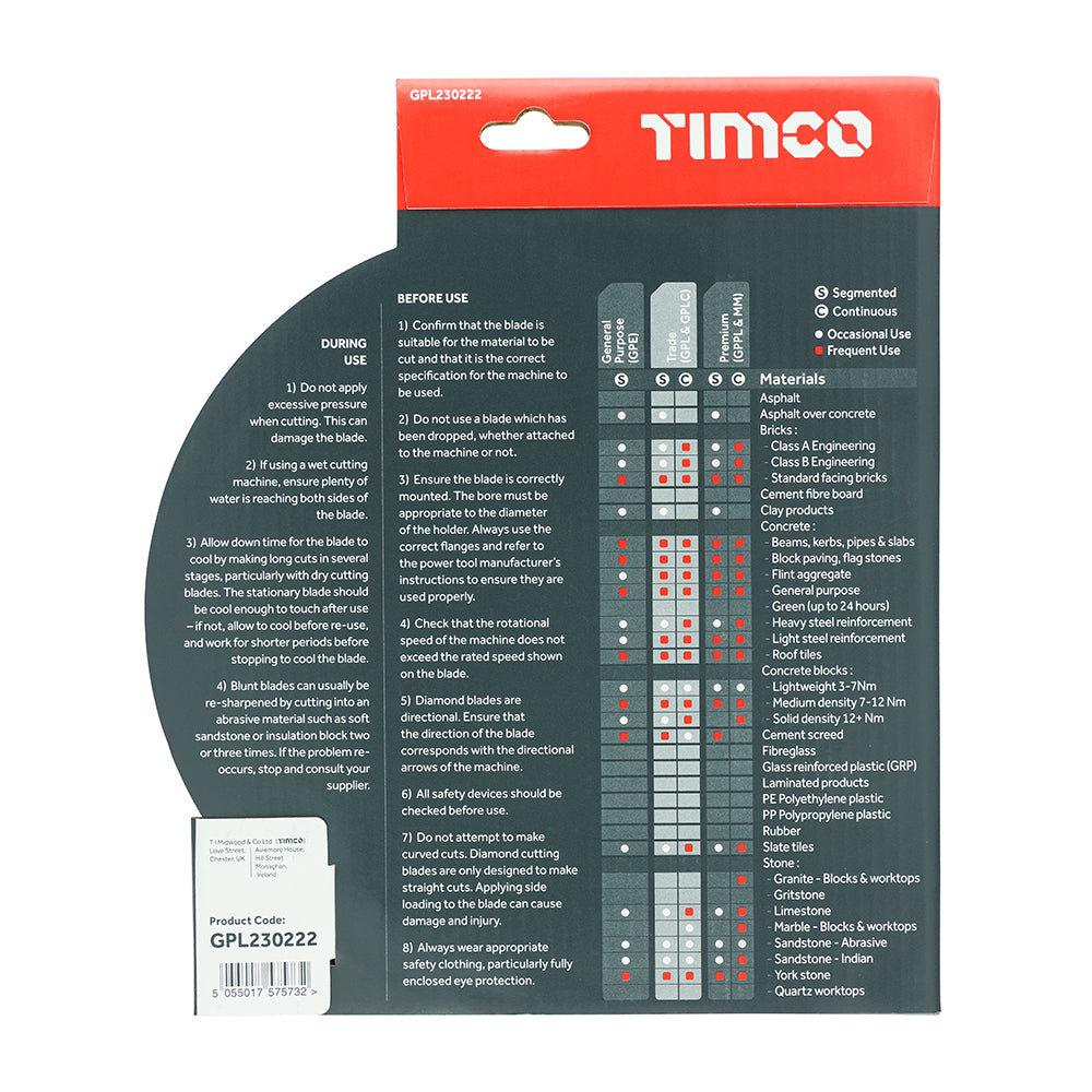 TIMCO Trade Diamond Blade Segmented - 230 x 22.2 - Image