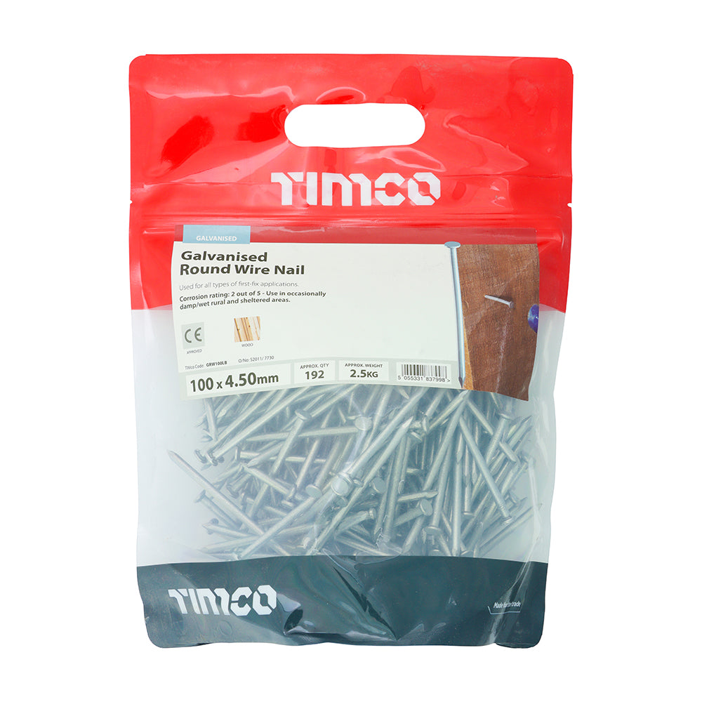 TIMCO Round Wire Nails Galvanised - 100 x 4.50 - Image