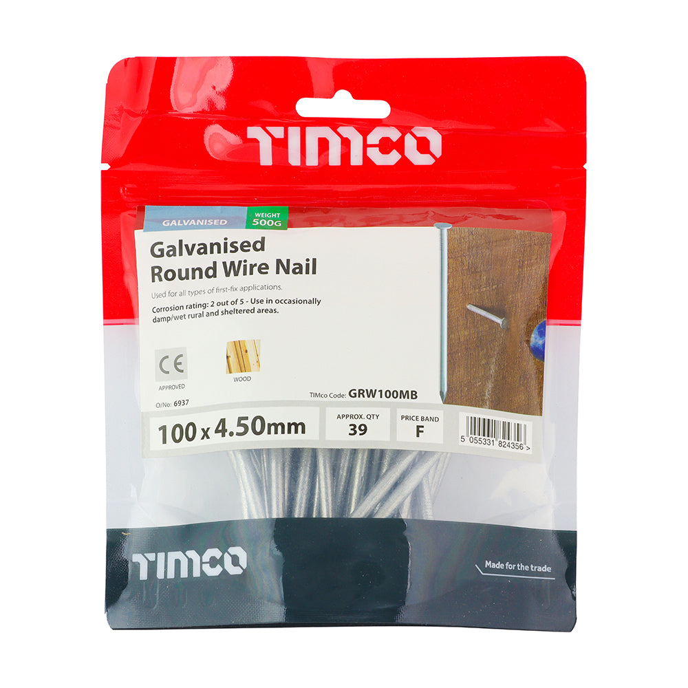 TIMCO Round Wire Nails Galvanised - 100 x 4.50 - Image