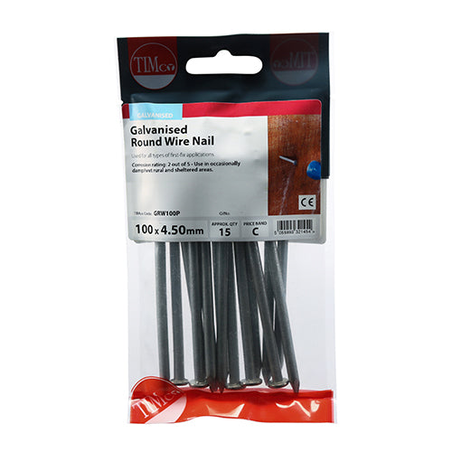 TIMCO Round Wire Nails Galvanised - 100 x 4.50 - Image