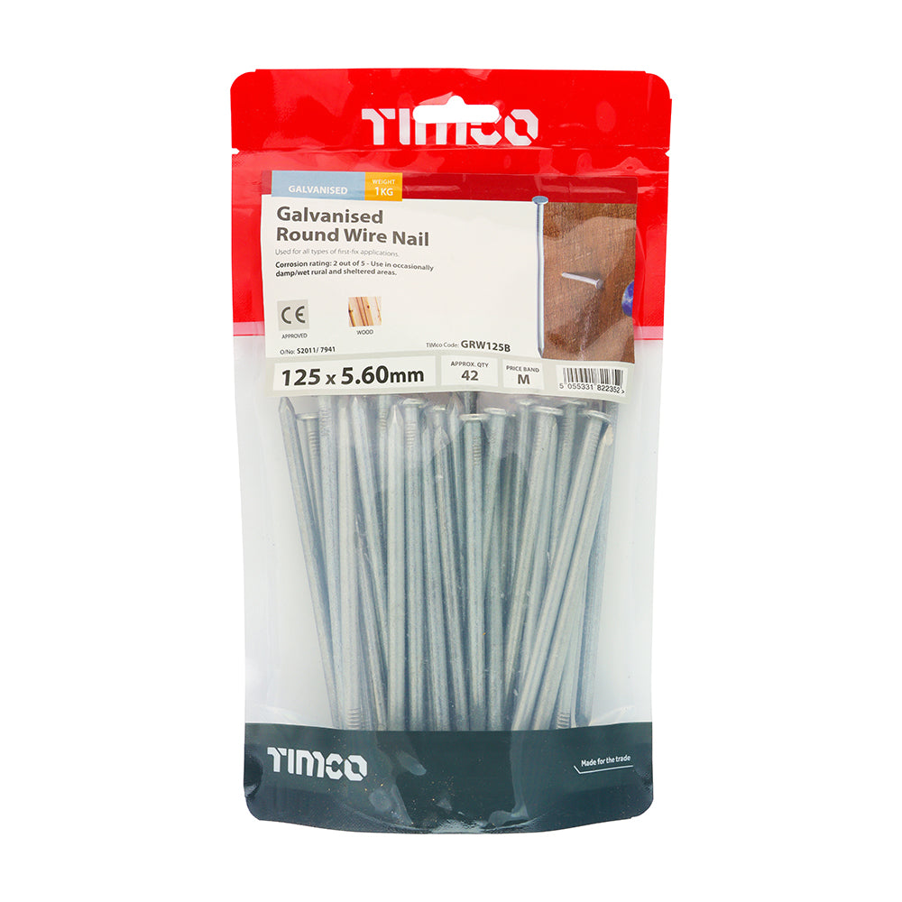 TIMCO Round Wire Nails Galvanised - 125 x 5.60 - Image