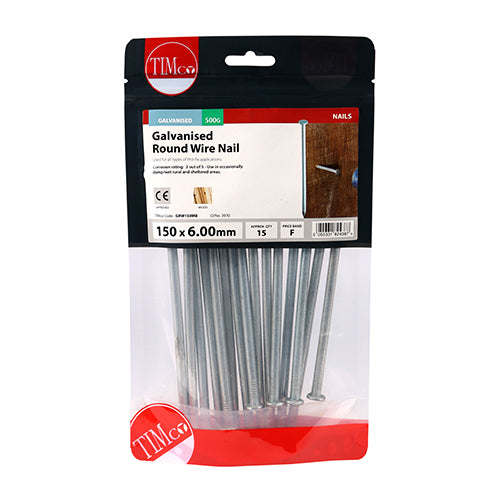 TIMCO Round Wire Nails Galvanised - 150 x 6.00 - Image