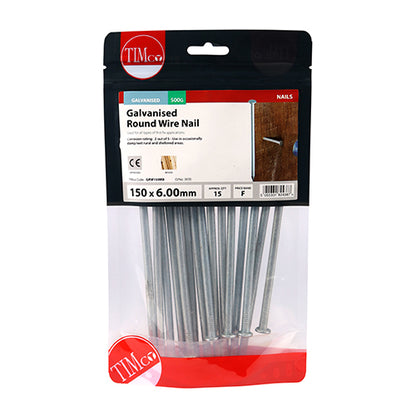TIMCO Round Wire Nails Galvanised - 150 x 6.00 - Image