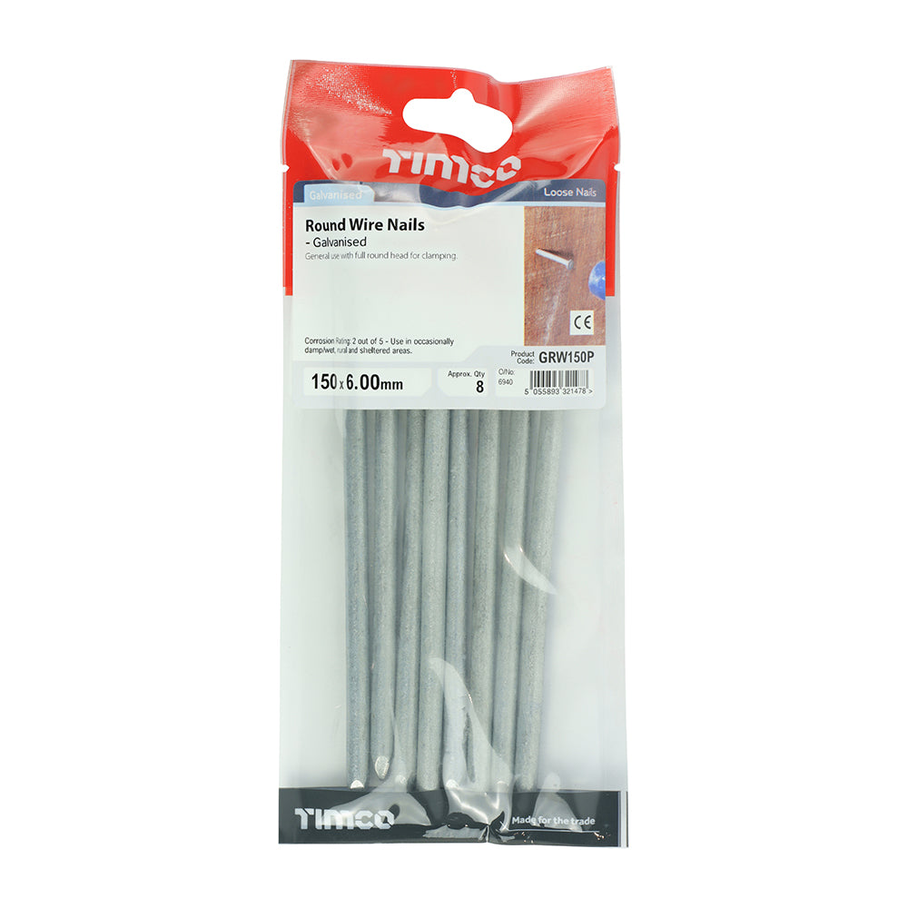 TIMCO Round Wire Nails Galvanised - 150 x 6.00 - Image