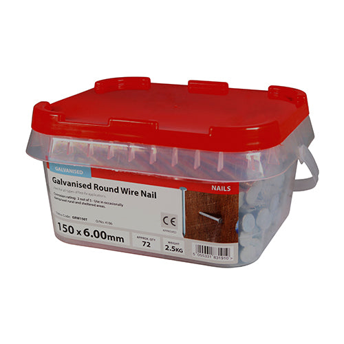 TIMCO Round Wire Nails Galvanised - 150 x 6.00 - Image