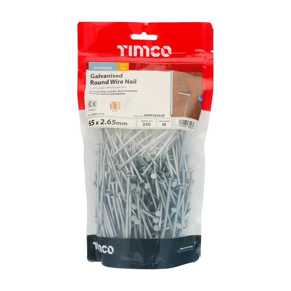 TIMCO Round Wire Nails Galvanised - 65 x 2.65 - Image
