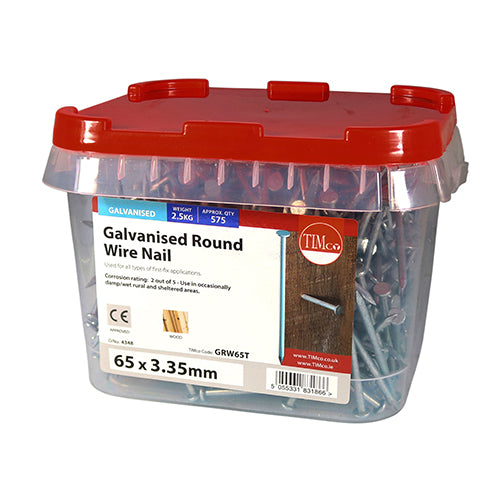 TIMCO Round Wire Nails Galvanised - 65 x 3.35 - Image