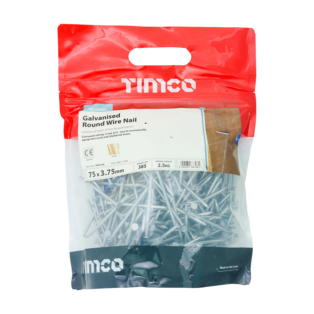 TIMCO Round Wire Nails Galvanised - 75 x 3.75 - Image