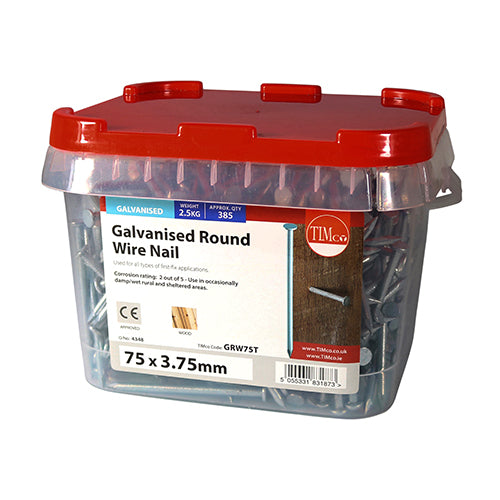 TIMCO Round Wire Nails Galvanised - 75 x 3.75 - Image