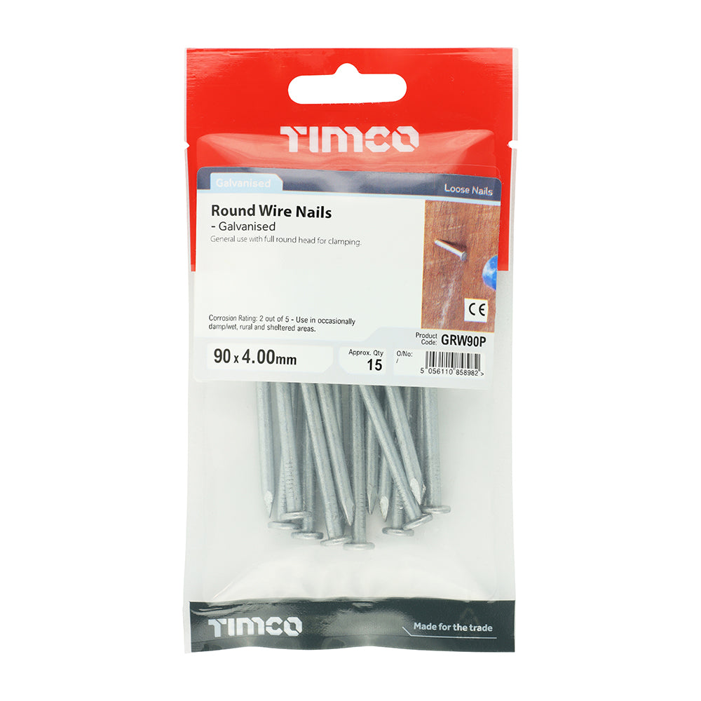 TIMCO Round Wire Nail Galvanised - 90 x 4.00 - Image