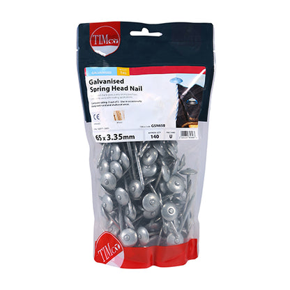 TIMCO Spring Head Nails Galvanised - 65 x 3.35 - Image