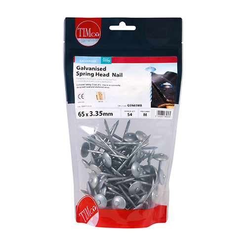 TIMCO Spring Head Nails Galvanised - 65 x 3.35 - Image