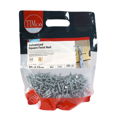 TIMCO Square Twist Nails Galvanised - 30 x 3.75 - Image