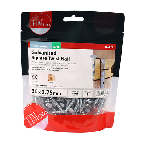 TIMCO Square Twist Nails Galvanised - 30 x 3.75 - Image