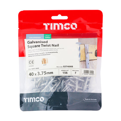 TIMCO Square Twist Nails Galvanised - 40 x 3.75 - Image