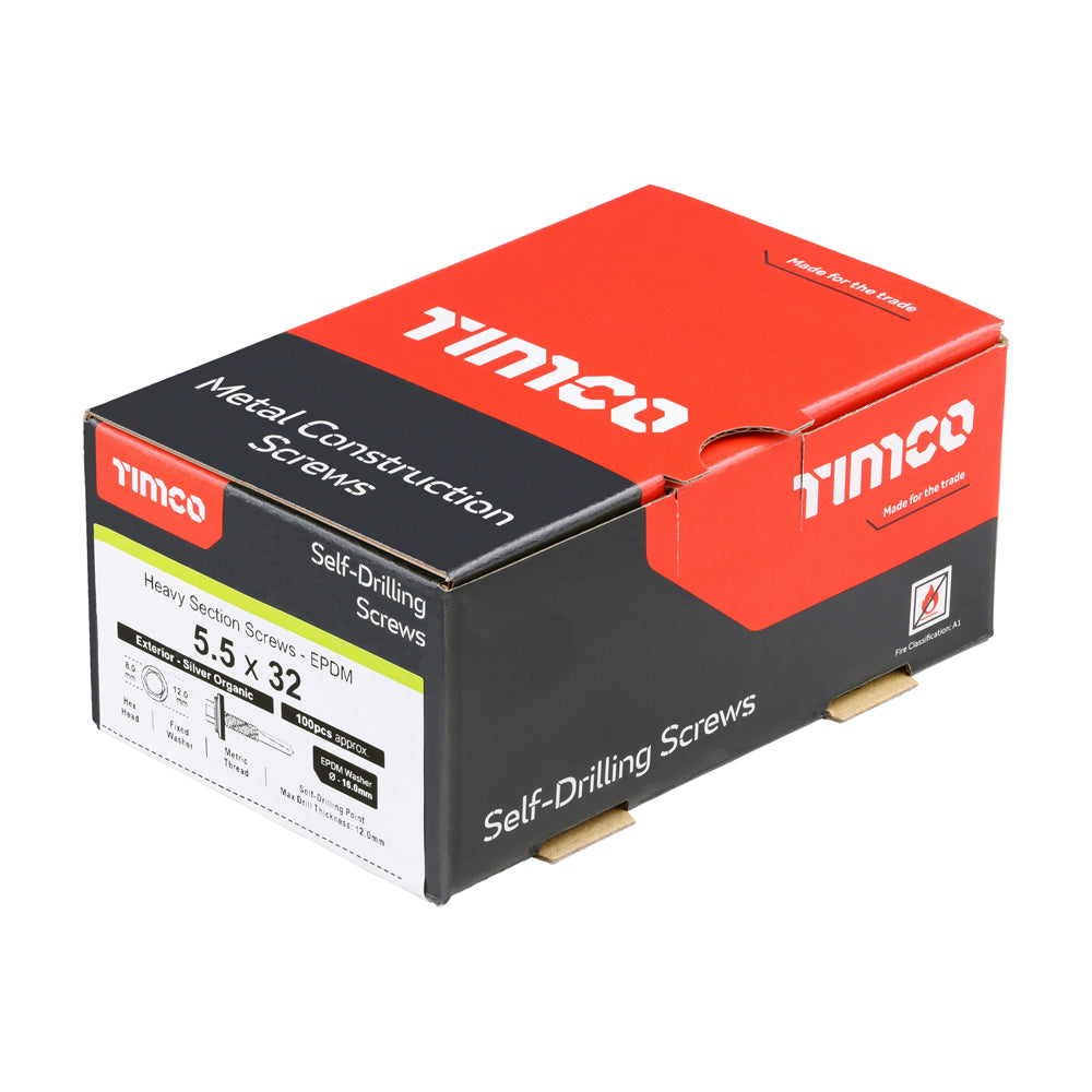 TIMCO Self-Drilling Heavy Section Screws Exterior Silver with EPDM Washer - 5.5 x 32 - Image