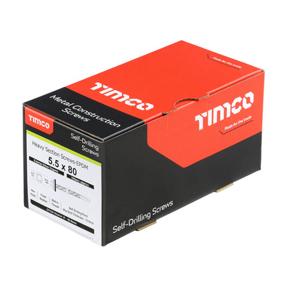 TIMCO Self-Drilling Heavy Section Screws Exterior Silver with EPDM Washer - 5.5 x 80 - Image