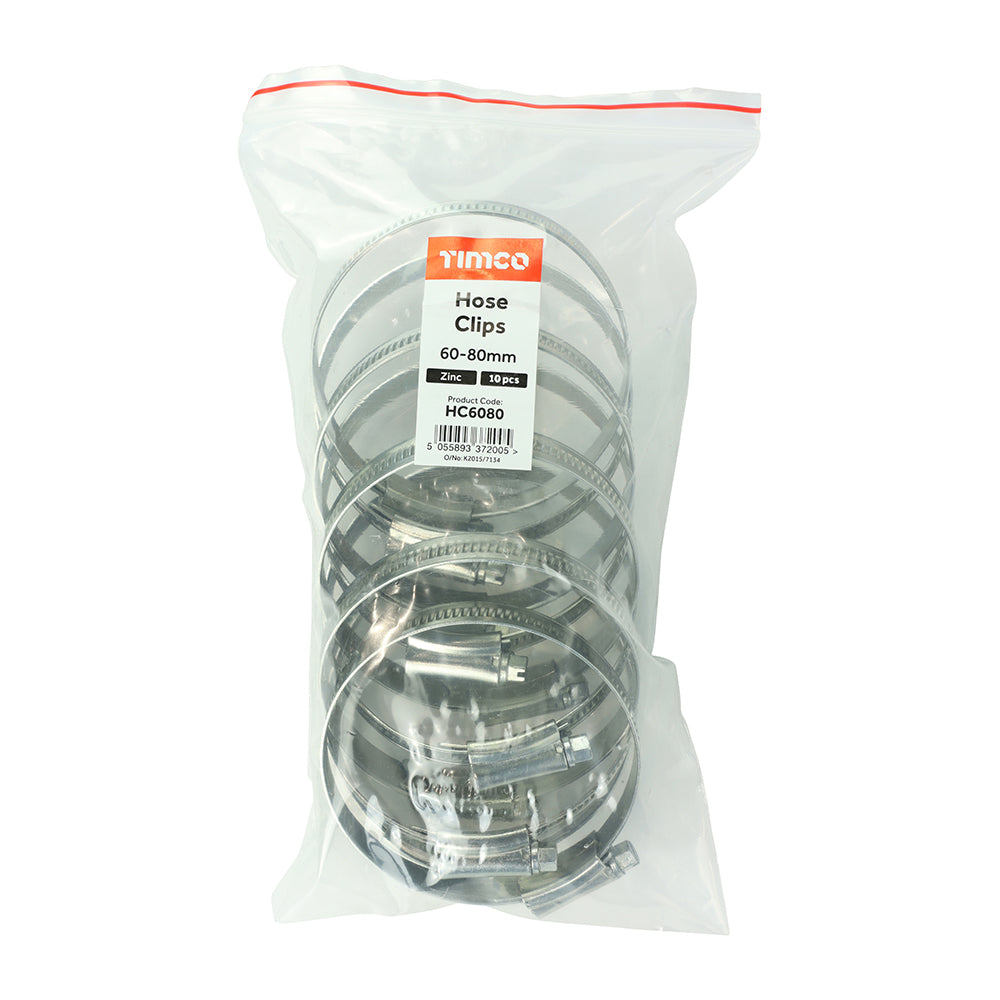TIMCO Hose Clips Silver - 60-80mm - Image
