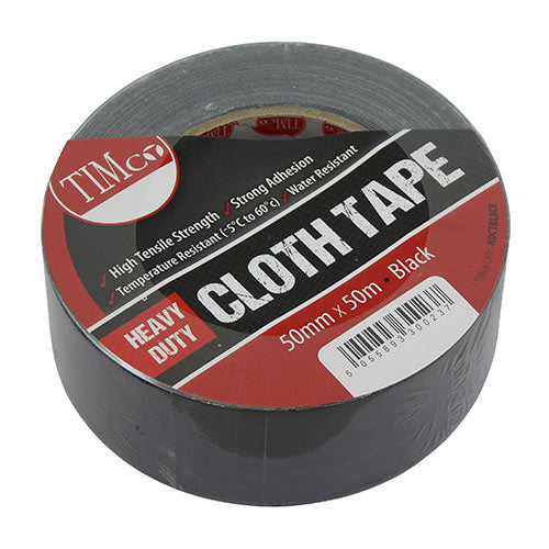TIMCO Heavy Duty Cloth Tape Black - 50m x 50mm - Image