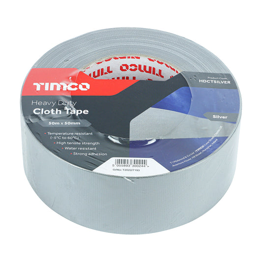 TIMCO Heavy Duty Cloth Tape Silver - 50m x 50mm - Image