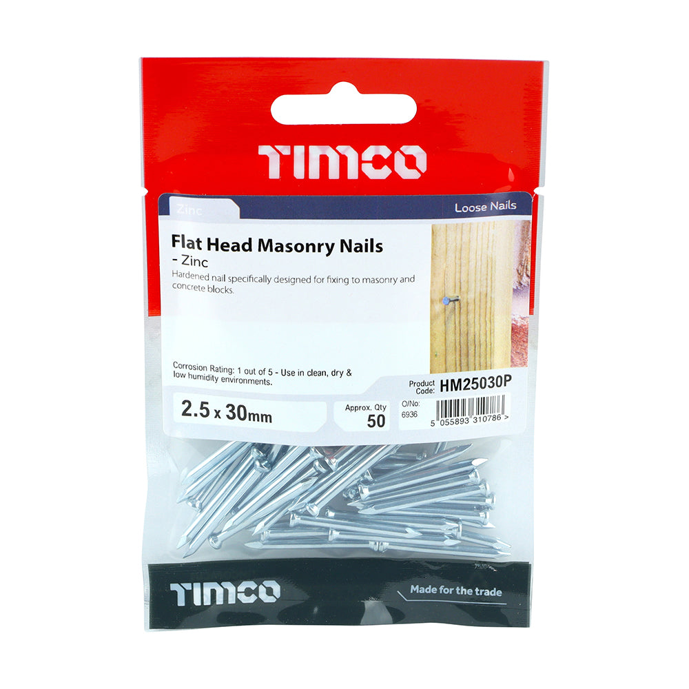TIMCO Masonry Nails Zinc - 2.5 x 30 - Image
