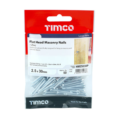 TIMCO Masonry Nails Zinc - 2.5 x 30 - Image