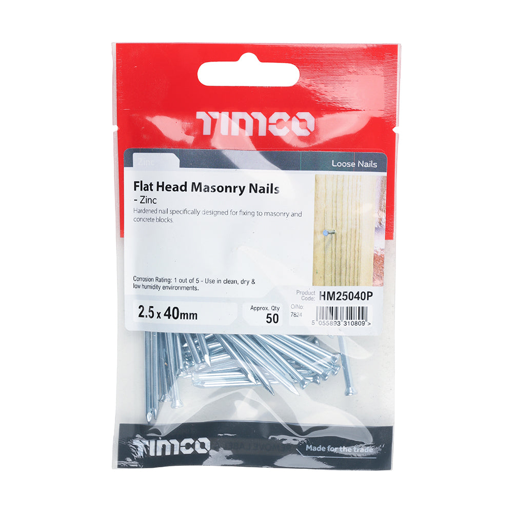 TIMCO Masonry Nails Zinc - 2.5 x 40 - Image