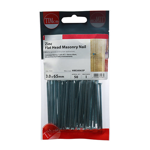 TIMCO Masonry Nails Zinc - 3.0 x 65 - Image