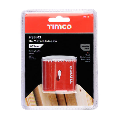 TIMCO M3 Bi-Metal Holesaw Variable - 51mm - Image