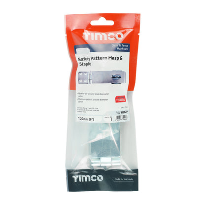 TIMCO Hasp & Staple Safety Pattern Silver - 6" - Image
