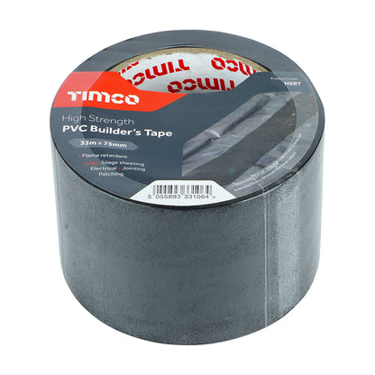 TIMCO High Strength PVC Builder's Tape Black - 33m x 75mm - Image