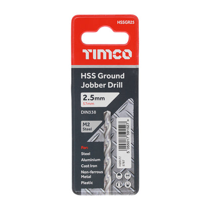 TIMCO Ground Jobber Drills HSS M2 - 2.5mm - Image