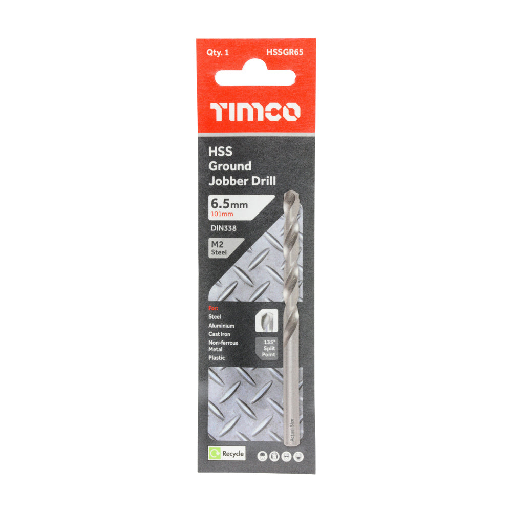 TIMCO Ground Jobber Drills HSS M2 - 6.5mm - Image