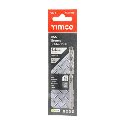 TIMCO Ground Jobber Drills HSS M2 - 6.5mm - Image