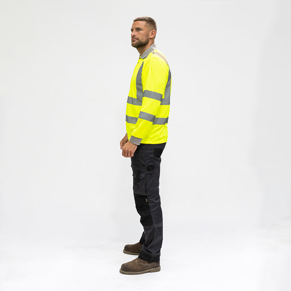 TIMCO Hi-Visibility Polo Shirt Long Sleeve Yellow - X Large - Image