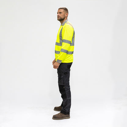 TIMCO Hi-Visibility Polo Shirt Long Sleeve Yellow - X Large - Image