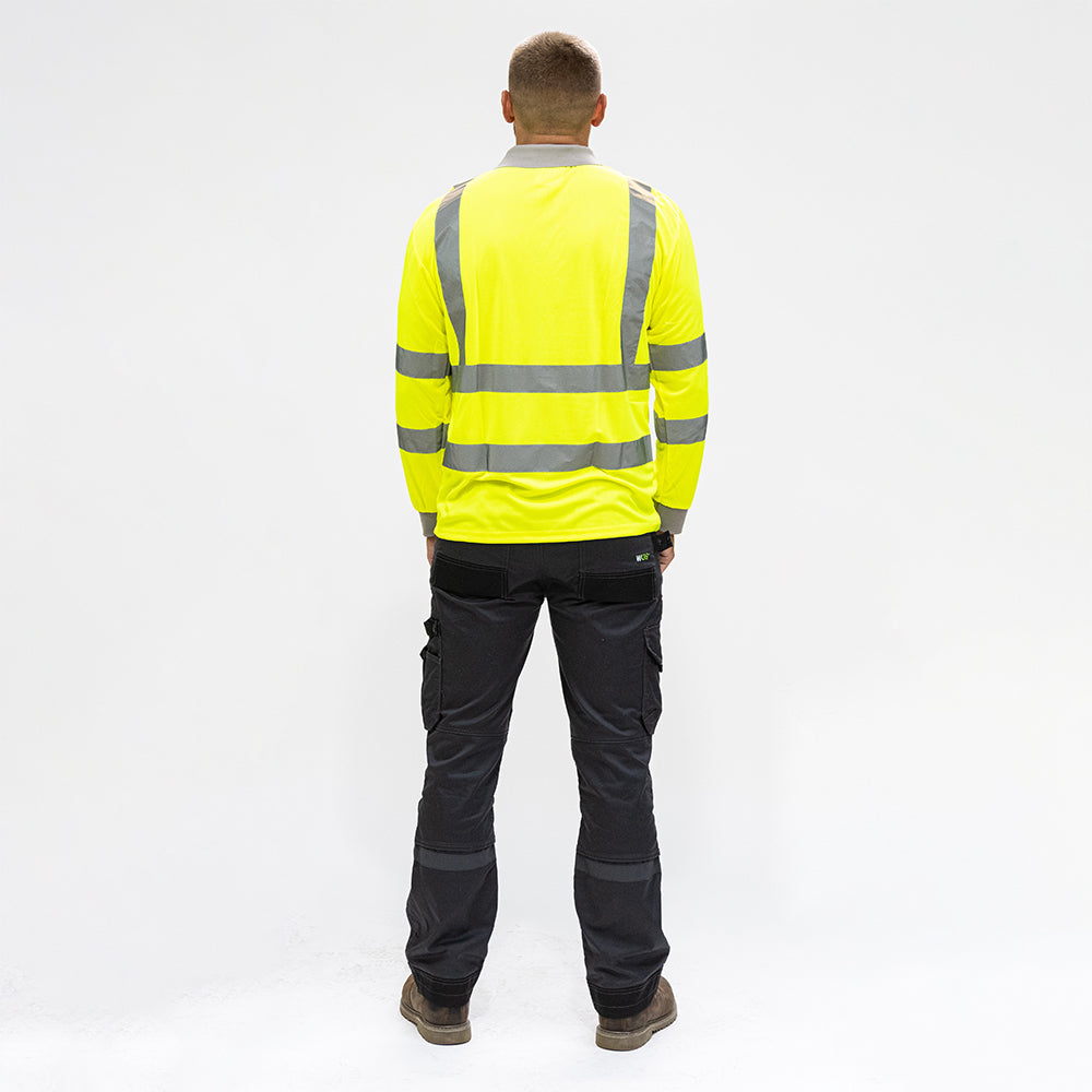 TIMCO Hi-Visibility Polo Shirt Long Sleeve Yellow - X Large - Image