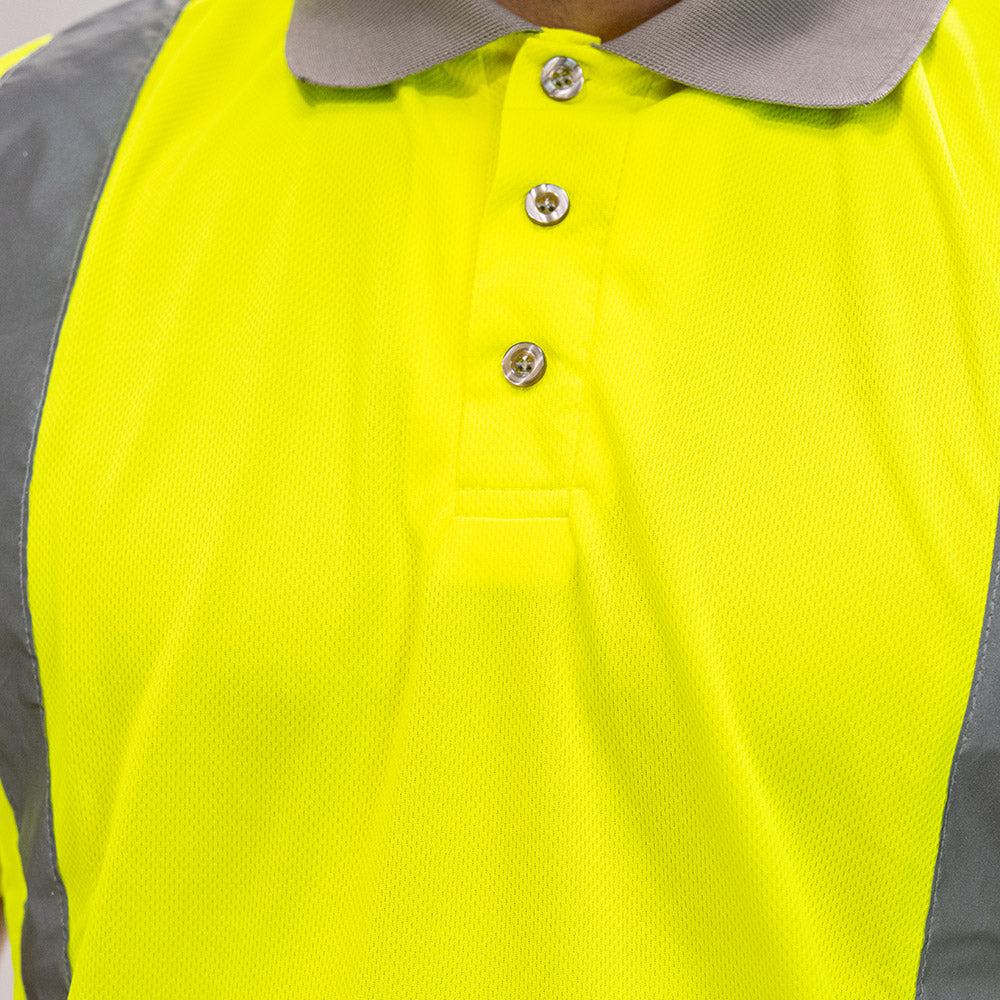 TIMCO Hi-Visibility Polo Shirt Long Sleeve Yellow - X Large - Image