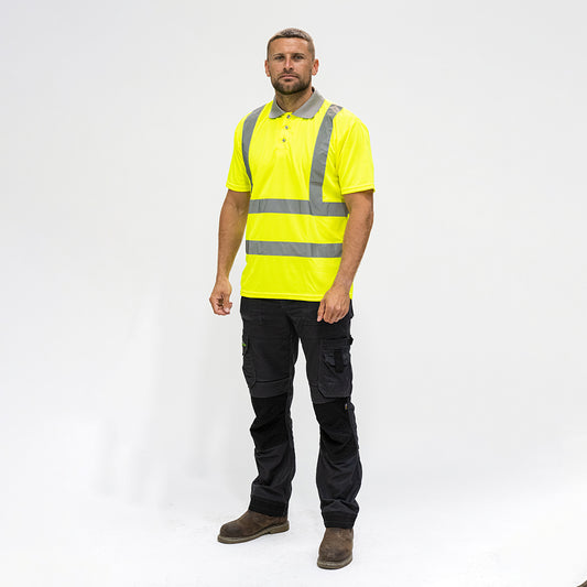 TIMCO Hi-Visibility Polo Shirt Short Sleeve Yellow - Small - Image