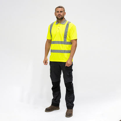 TIMCO Hi-Visibility Polo Shirt Short Sleeve Yellow - X Large - Image
