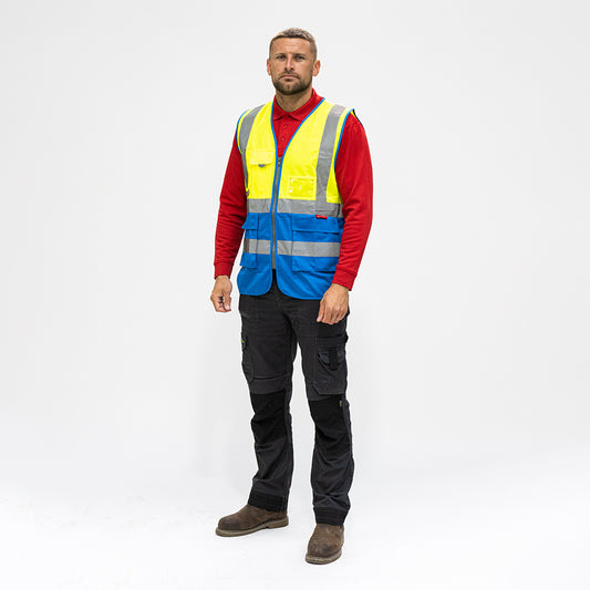 TIMCO Hi-Visibility Executive Vest Yellow & Blue - Large - Image