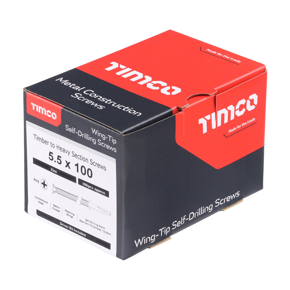 TIMCO Self-Drilling Wing-Tip Steel to Timber Heavy Section Silver Screws  - 5.5 x 100 - Image